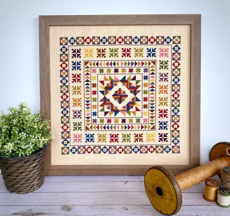 クロスステッチ完成品Together in my Fathers garden Meet Me In The Garden Cross Stitch DOWNLOAD - Primitive Gatherings
